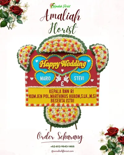 Karangan Papan Bunga Pernikahan di Setonopande